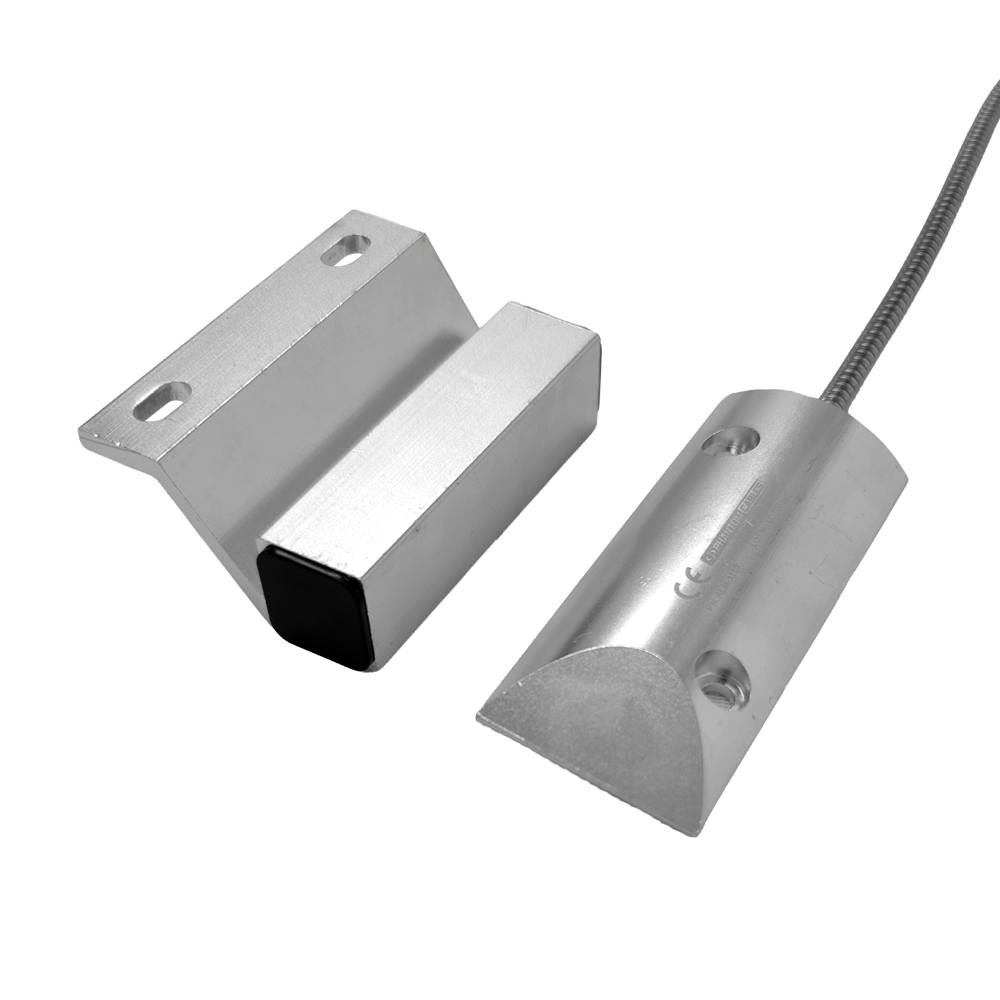 Armored Overhead Magnetic Contact Sensor with Z Bracket for Alarm Systems - SPDT