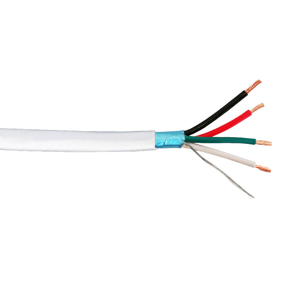 1000ft 4C 22AWG Stranded Shielded Control Cable - CMR Riser - White