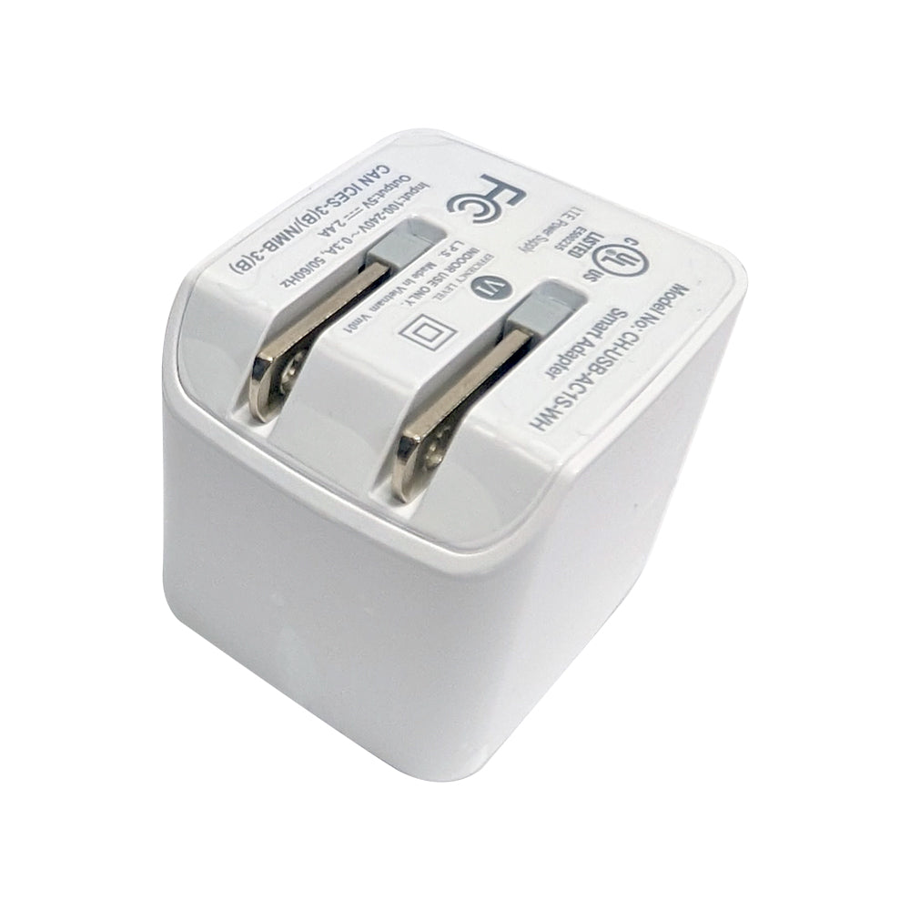 USB A female to AC (110V) SMART IQ Wall Charger - WHITE (5V/2.4A)