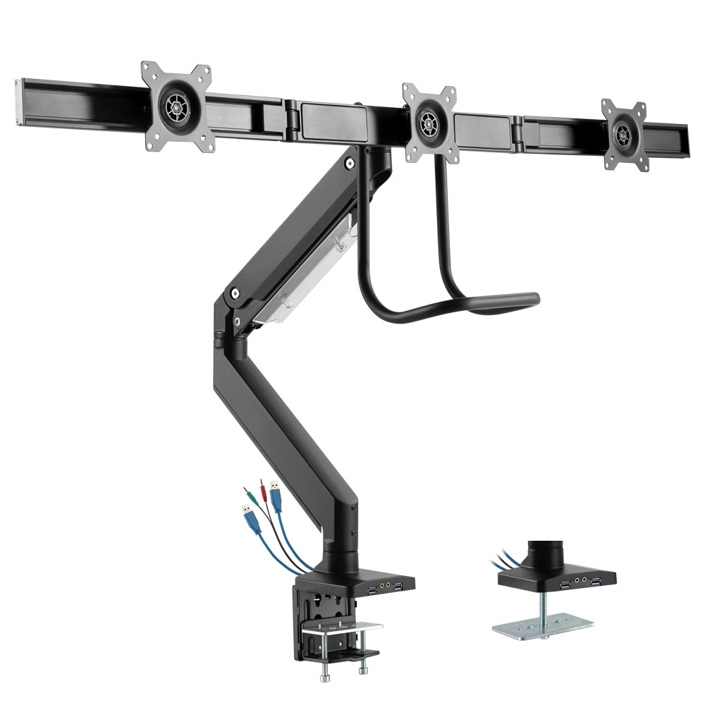 Triple Screen Desktop Display Mount - Full Motion - Fits Monitors 17 to 27 inch