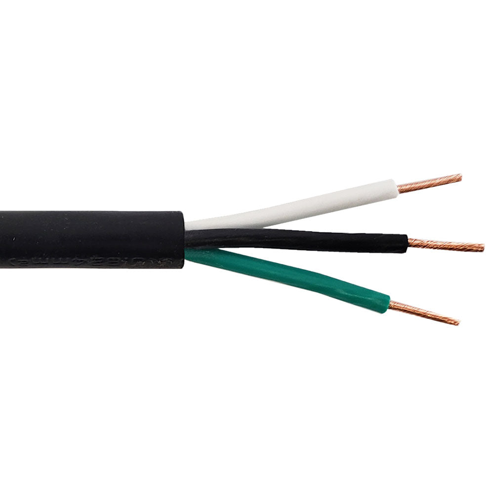 Flexible Electrical Cord Cable - 18AWG 3C SJT 300V 105C - Black (Per Meter)
