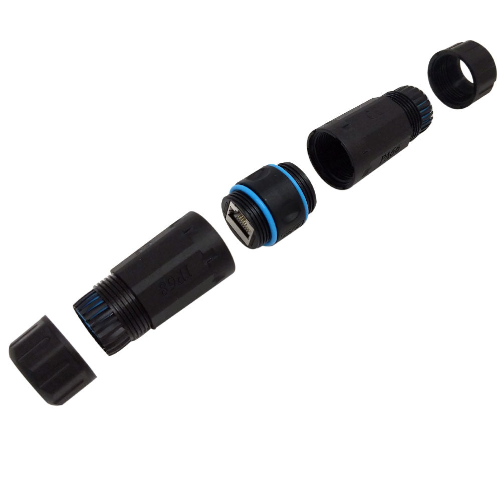 Cat6 RJ45 Female to RJ45 Female Shielded Coupler - Waterproof IP68 Rated - Black