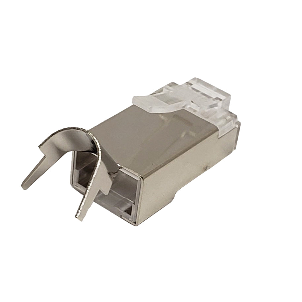 RJ45 Cat7 Shielded Plug with Lacing Bar Insert and External Strain Relief (Solid or Stranded) (8P 8C) - Pack of 50