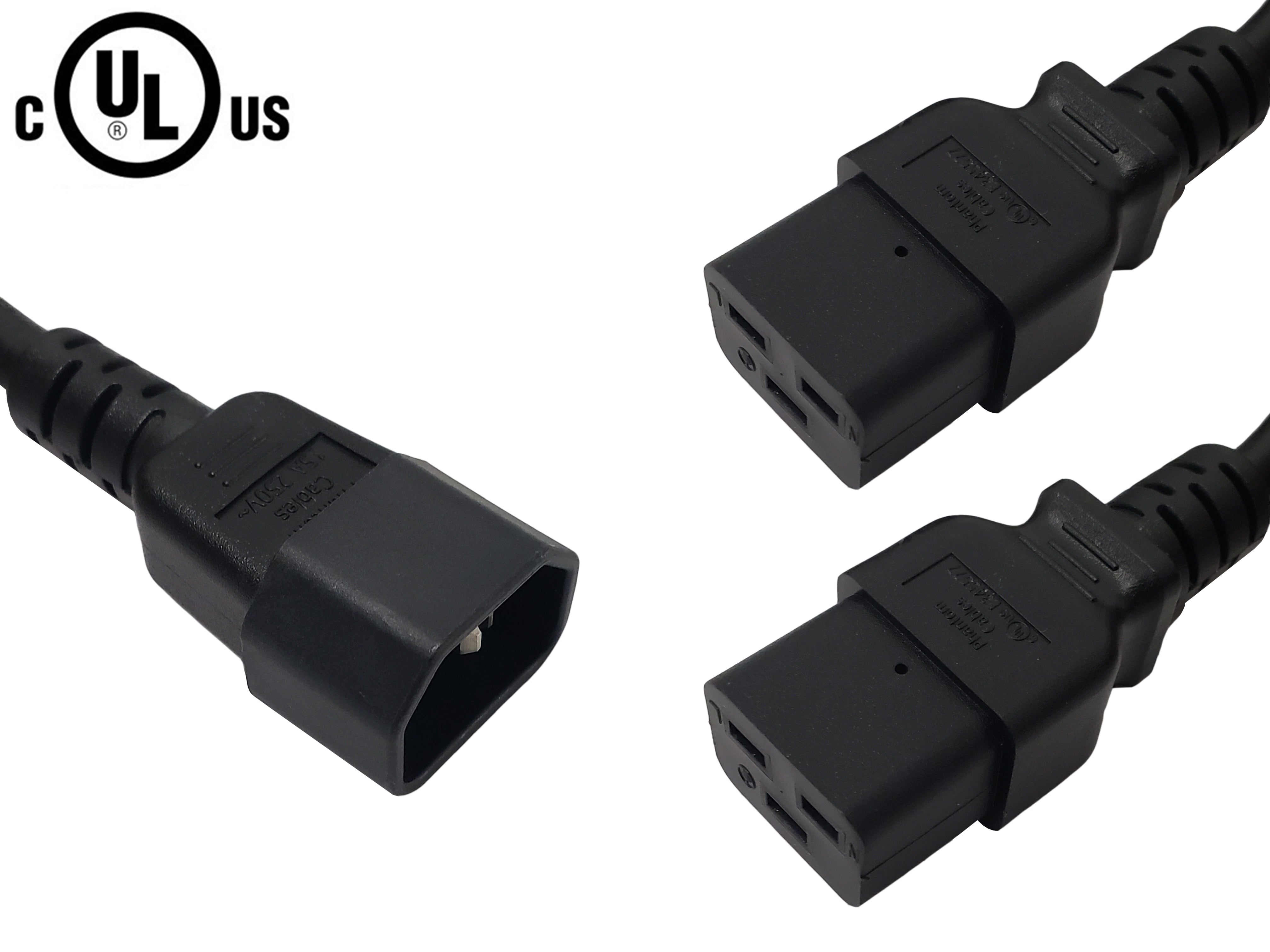 IEC C14 to 2x IEC C19 Power Splitter Cable - SJT