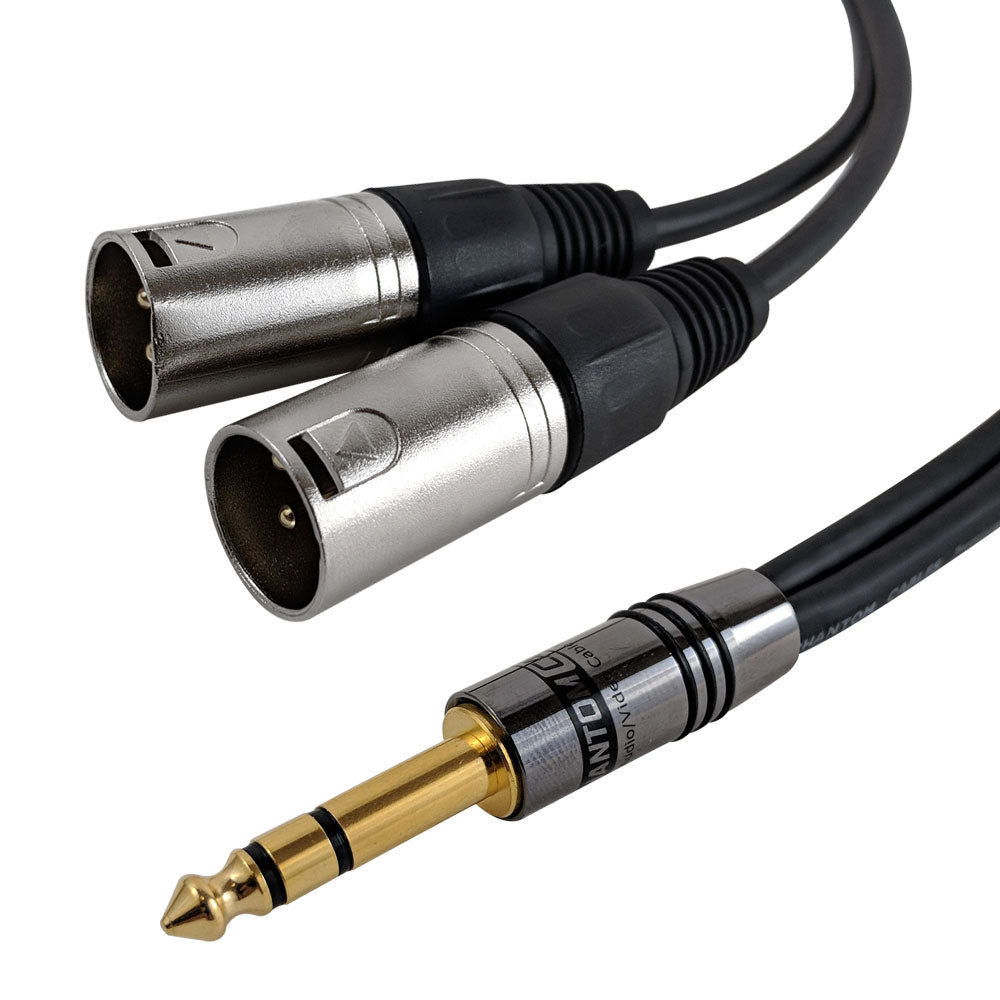 Premium Phantom Cables Y-Splitter TRS to 2x XLR Male Unbalanced Cable