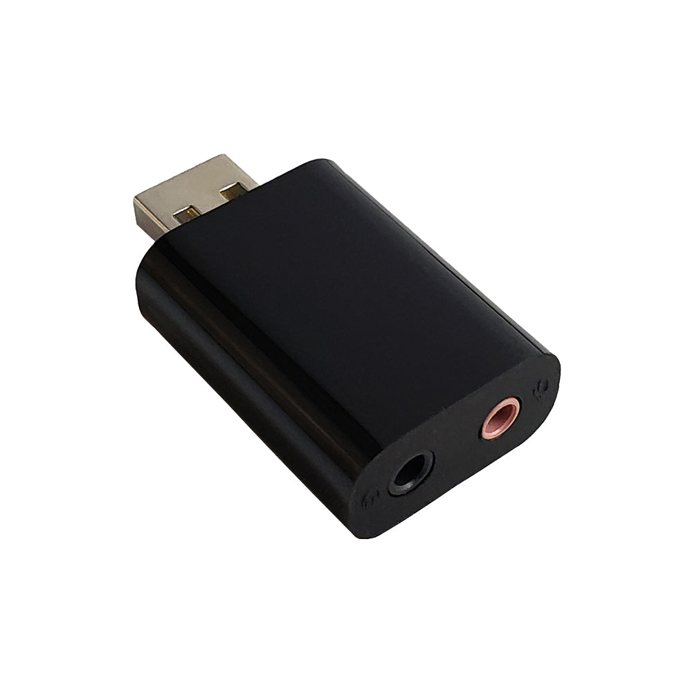 USB A Male to 3.5mm Headphone/Microphone Adapter - Black