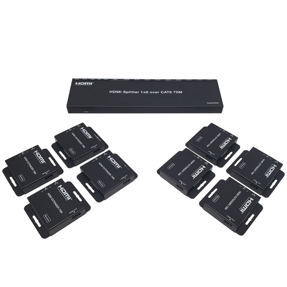 HDMI 8-port Extender Over One Cat6 Cable - 4K@30Hz YUV 4:4:4 - 40m