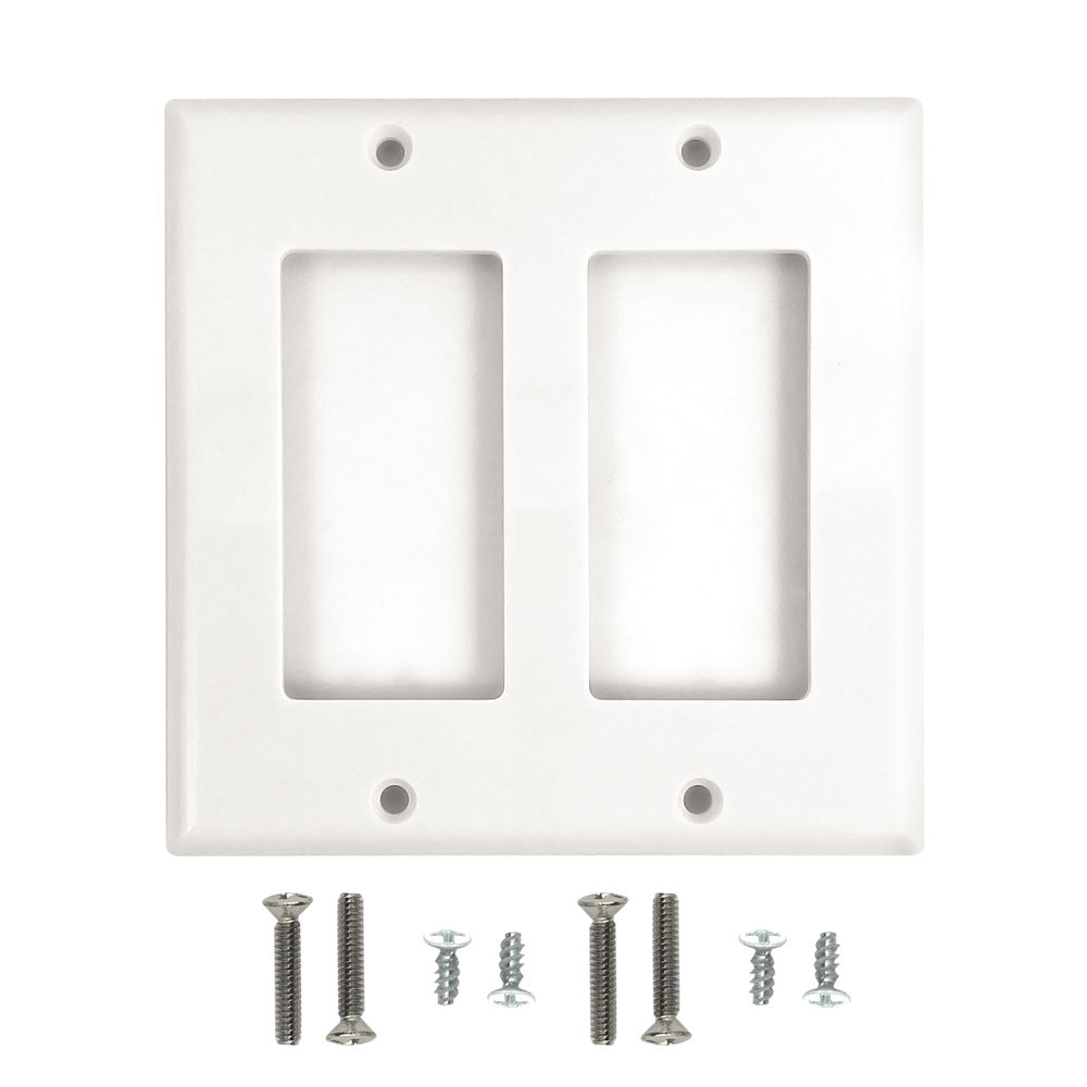 Decora Double Gang Wall Plate White