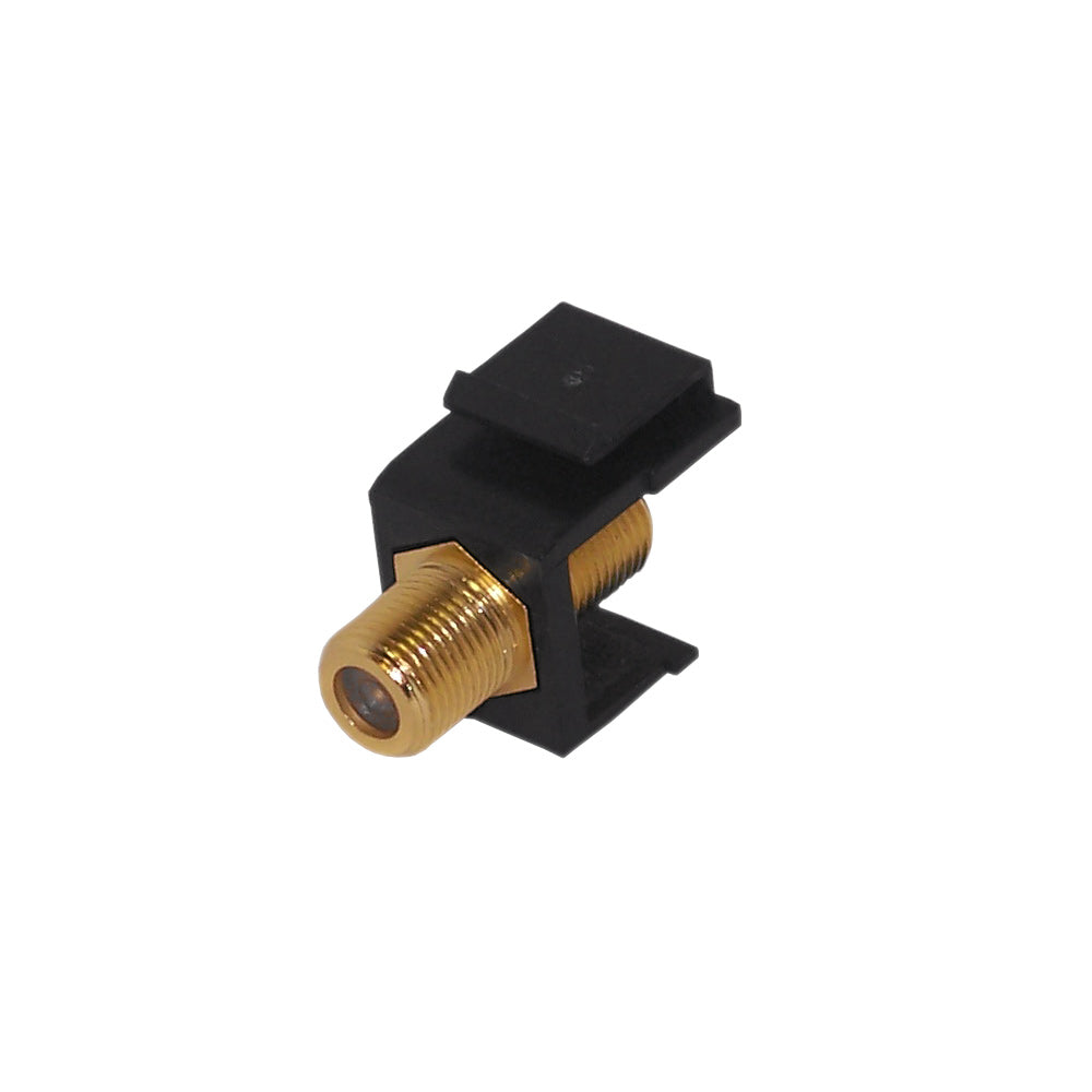 F-Type Female/Female Keystone Wall Plate Insert Black, Gold Plated (1Ghz Insert)