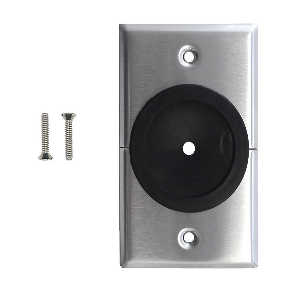 Cable Pass-through Wall Plate, Removable Bottom, Single Gang - Stainless Steel - Split