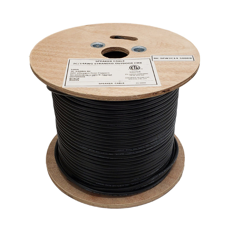 500ft 2C 14AWG Outdoor Bulk Speaker Cable CMX - Black