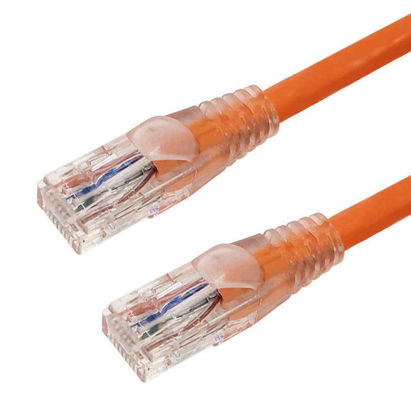 RJ45 Cat6 550MHz Clear Molded Boot Patch Cable - Orange