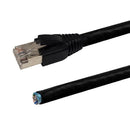 RJ45 to Blunt CAT6 Solid Shielded FTP Outdoor UV Direct Burial Pigtail Cable - Black