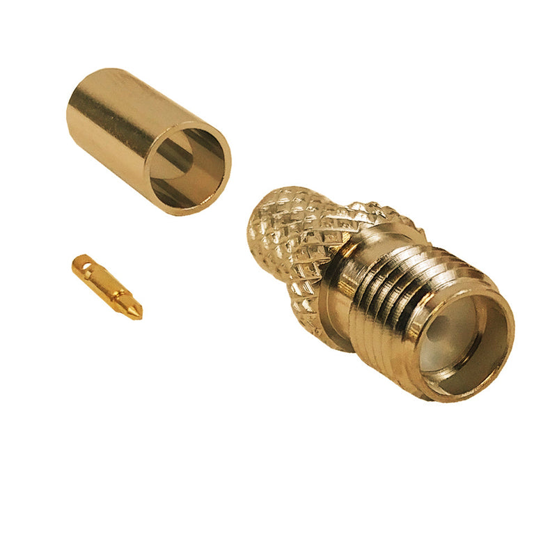 SMA Reverse Polarity Female Crimp Connector for RG58 (LMR-195) 50 Ohm - Gold