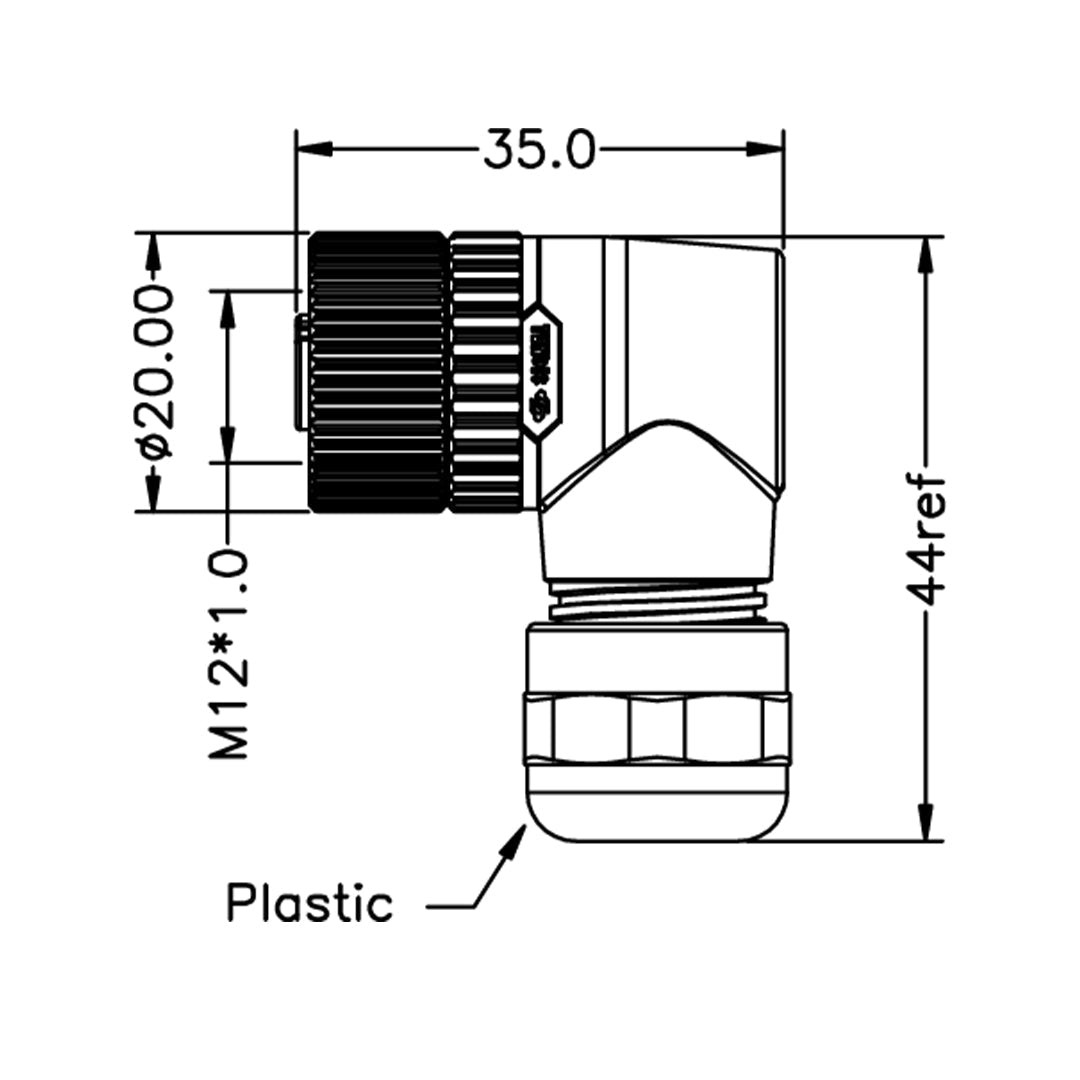 D Code Female Connector M12 4-pin D-Code Female Right Angle Connector
