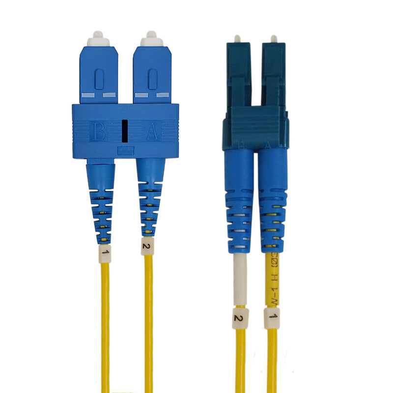 OS2 Singlemode Duplex LC/SC 9 Micron Short Boots - Fiber Optic Patch Cable - 1.6mm Jacket - OFNP Plenum