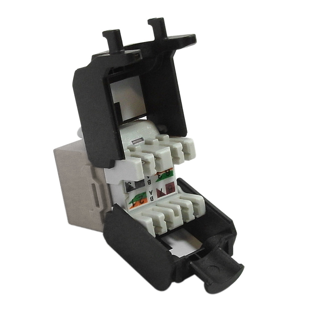 RJ45 Cat6a Slim Profile 180 Degree Jack, 110 Punch-Down Style or Tool-Less