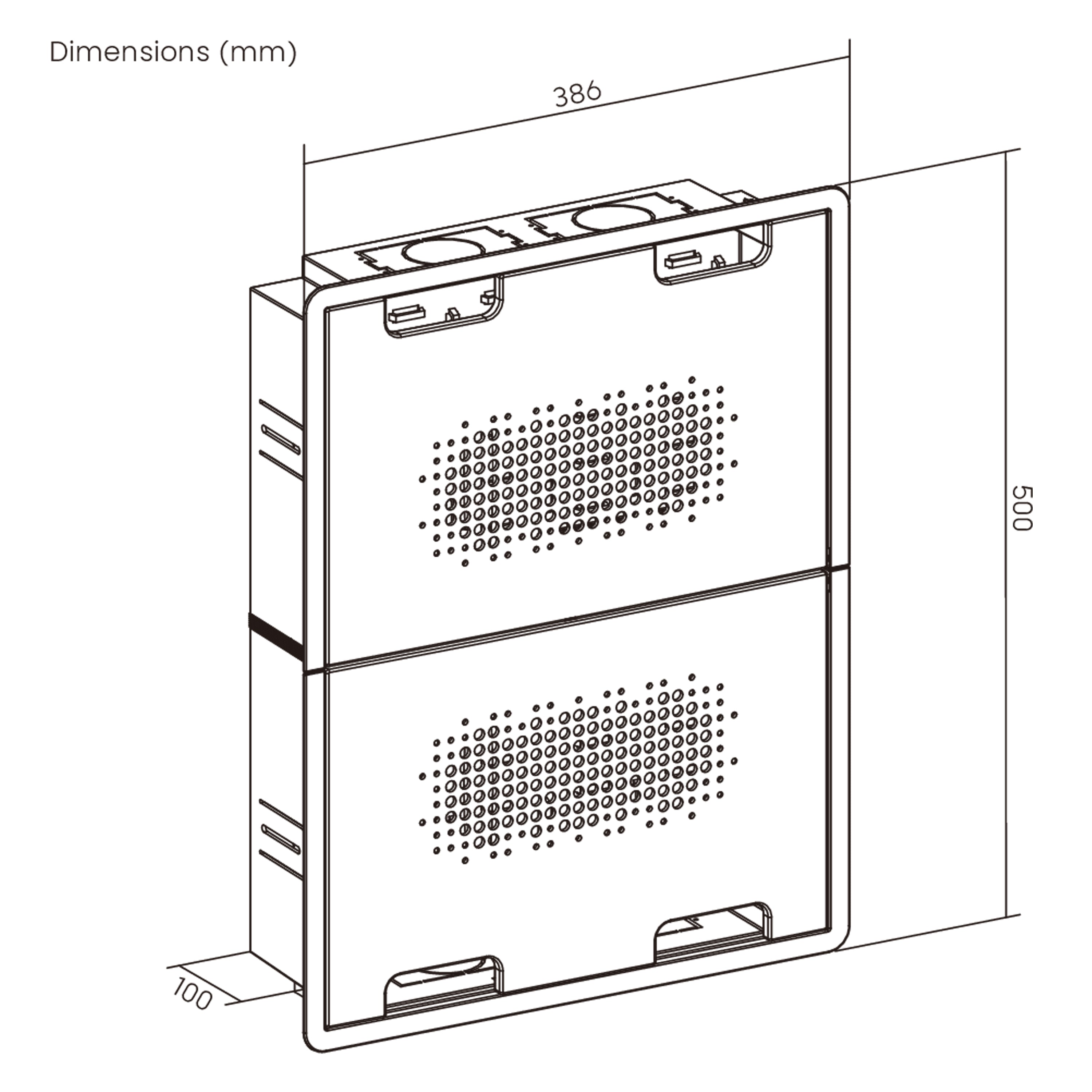 In-wall Media Enclosure Box with Cover 19.7" x 15.2" x 3.9" - Two Device Holders - White