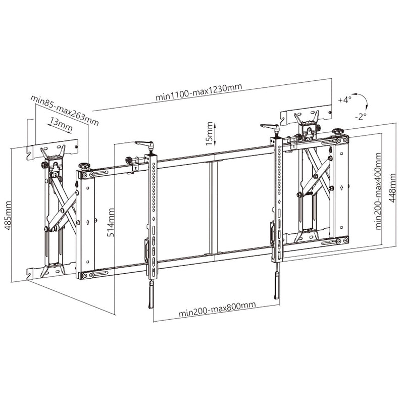 Video Wall TV Mount Bracket Fully Adjustable Quick Assembly Fits Sizes 50-55 inches - Maximum VESA 800x400