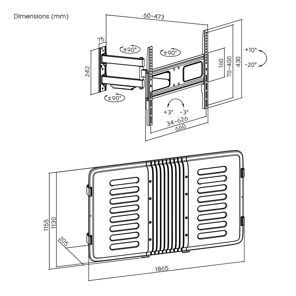 Swivel & Tilt Mount Outdoor TV Enclosure - Fits Sizes 55 to 75 inches - Maximum VESA 600x400