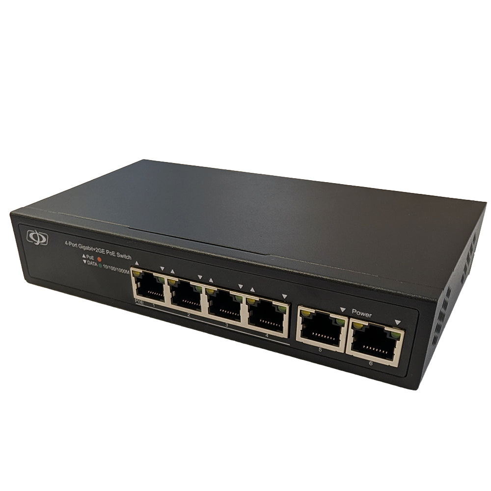 4-Port Gigabit PoE+ Unmanaged Switch + 2-Port RJ45 60W