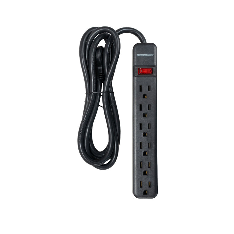 6 Outlet Power Strip - 45 Degree Angle 5-15P Plug - Black