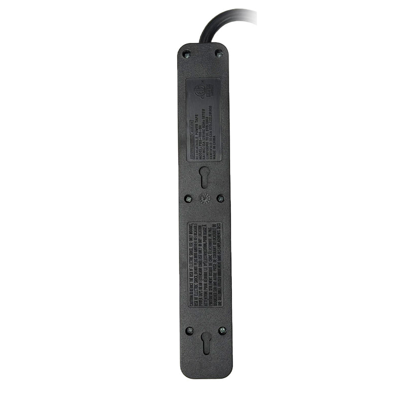 6 Outlet Power Strip - 45 Degree Angle 5-15P Plug - Black