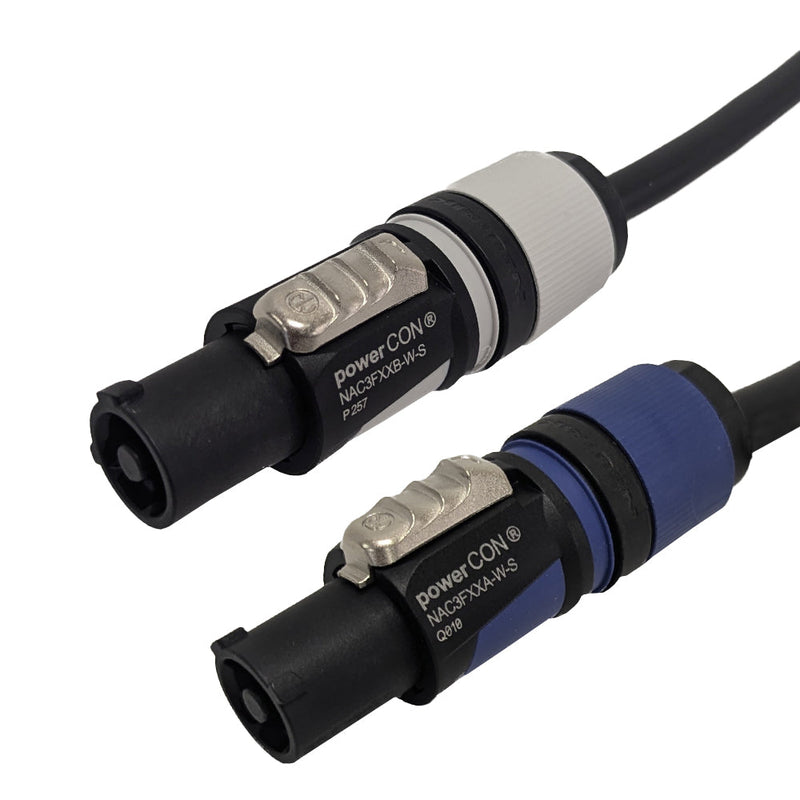 PowerCON Blue to Grey AC Power-in/out - 14AWG SJOW - BLACK