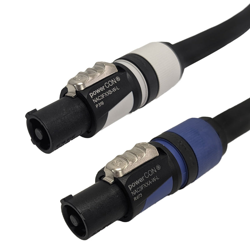 PowerCON Blue to Grey AC Power-in/out - 12AWG SOOW - BLACK