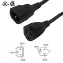 NEMA 5-15R to IEC C14 Power Cable - SJT Jacket