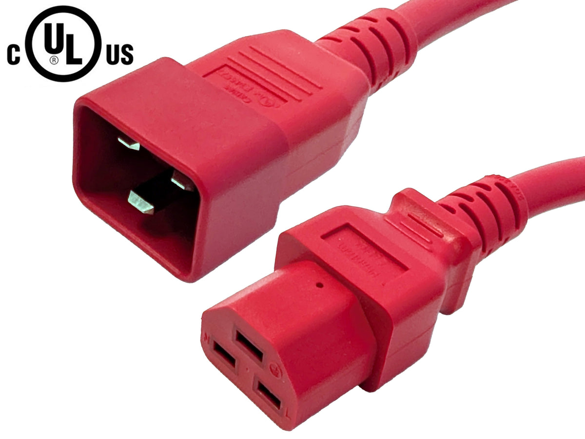 IEC C20 to IEC C21 Power Cable - SJT Jacket - 12AWG (250V 20A)