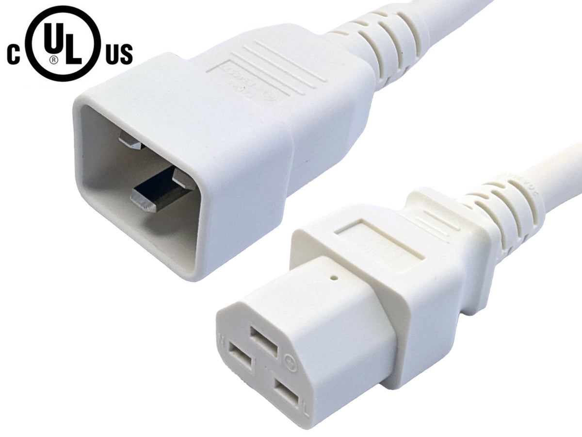 IEC C20 to IEC C21 Power Cable - SJT Jacket - 12AWG (250V 20A)