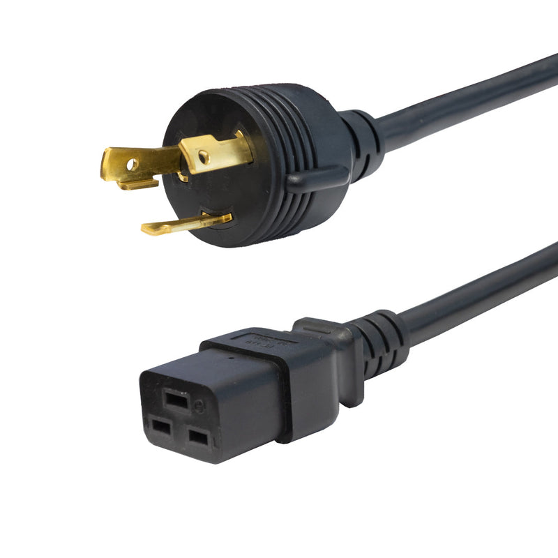 NEMA L6-30P to IEC C19 Power Cable - 12AWG - SJT Jacket