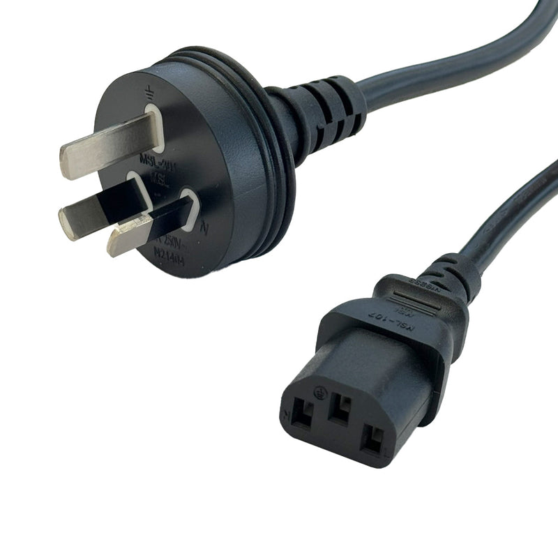 AS3112 (Australia) to IEC C13 - H05VV-F 1.0 (10A 250V) Power Cord