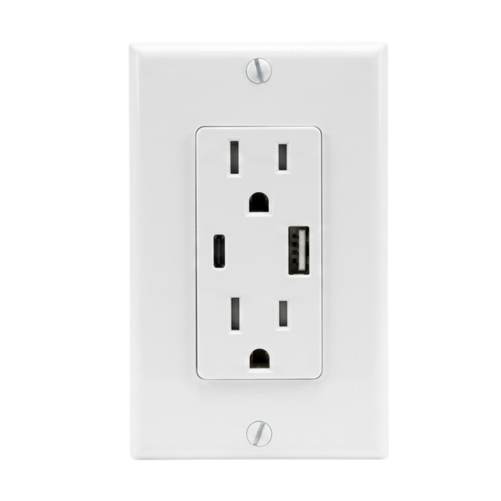Tamper Resistant Duplex Power Receptacle With Type-A & Type-C USB Ports