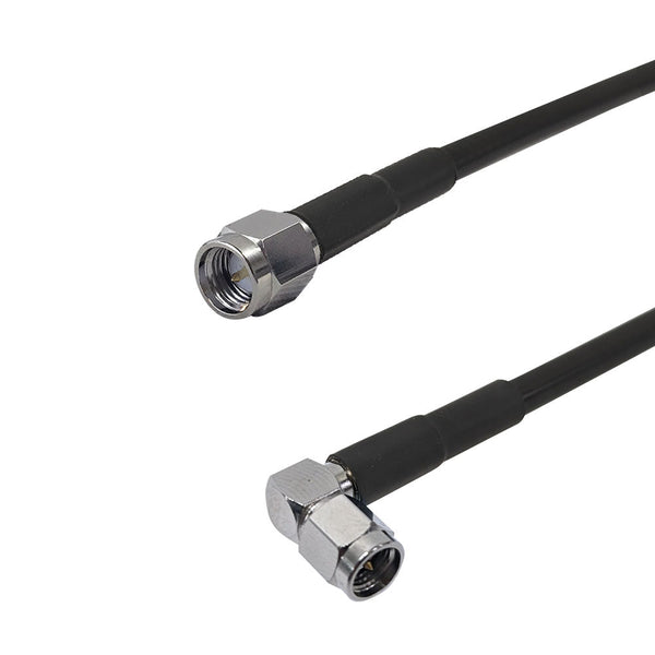 Premium Phantom Cables Times Microwave LMR-195 SMA Male to SMA (Right Angle) Male Cable
