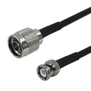 Premium Phantom Cables Times Microwave LMR-240 N-Type Male to BNC Male Cable