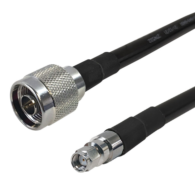 Premium Phantom Cables Times Microwave LMR-400 N-Type Male to SMA-RP (Reverse Polarity) Male Cable