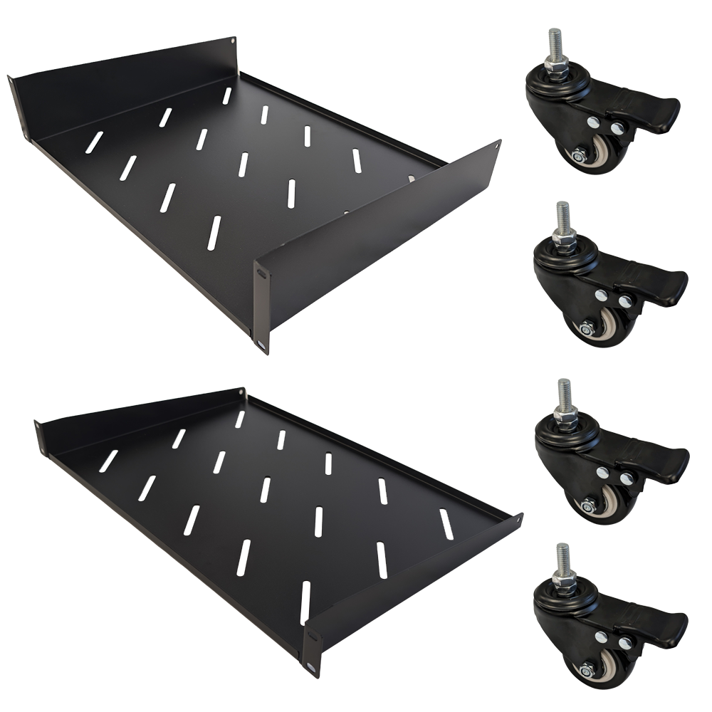Free Standing Rack Mount 19 inch Open Frame Wall Mount/Free Stand Rack - 2 Vented Shelves - 12U