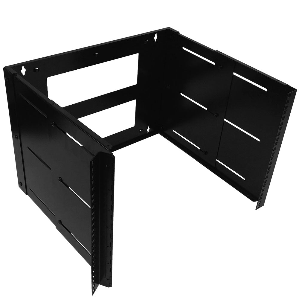 Front Rackmount Bracket 19in 19 inch Wall Mount Bracket - 8U, Adjustable Depth, 12-18 Inches, Hinge
