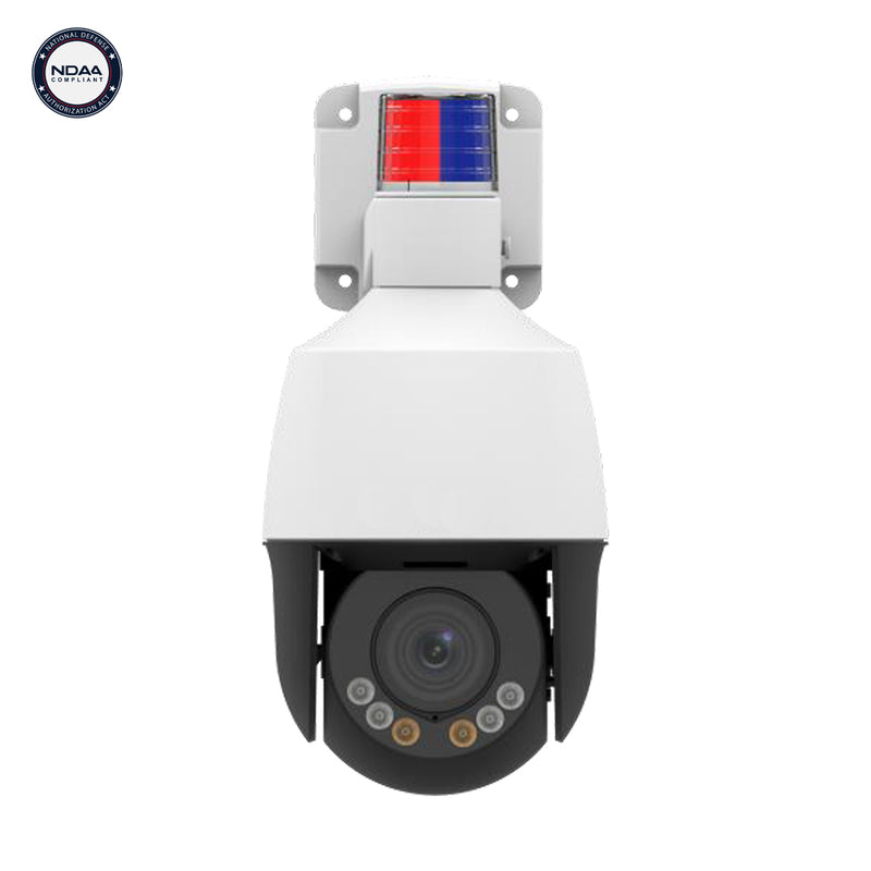 5MP PTZ IP Camera - 2.8~12mm - 4x Optical Zoom - Active Deterrent - IP66 - White