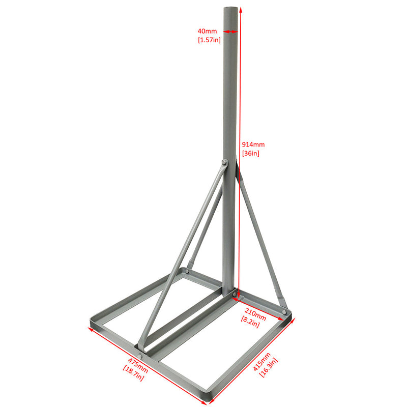 36 inch Heavy Duty Non-Penetrating Roof Mount Mast - Powder Coat - Grey