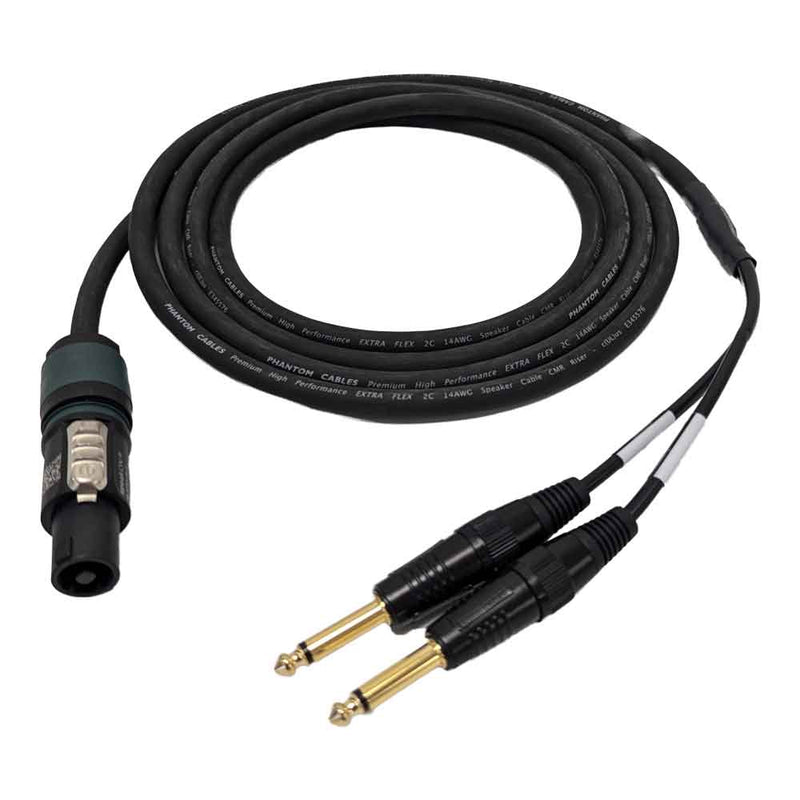 Premium Phantom Cables 4-Pole speakON to 2x 1/4 inch TS Speaker Cable FT4