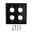 Double Gang - 4x D-Cut - Stainless Steel Wall Plate - Black