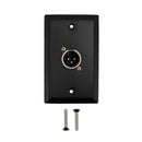 Single Gang 1 x XLR Male Stainless Steel Wall Plate Kit - BLACK