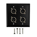 Double Gang 4 x XLR Male Stainless Steel Wall Plate Kit - BLACK