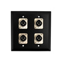 Double Gang 4 x XLR Male Stainless Steel Wall Plate Kit - BLACK
