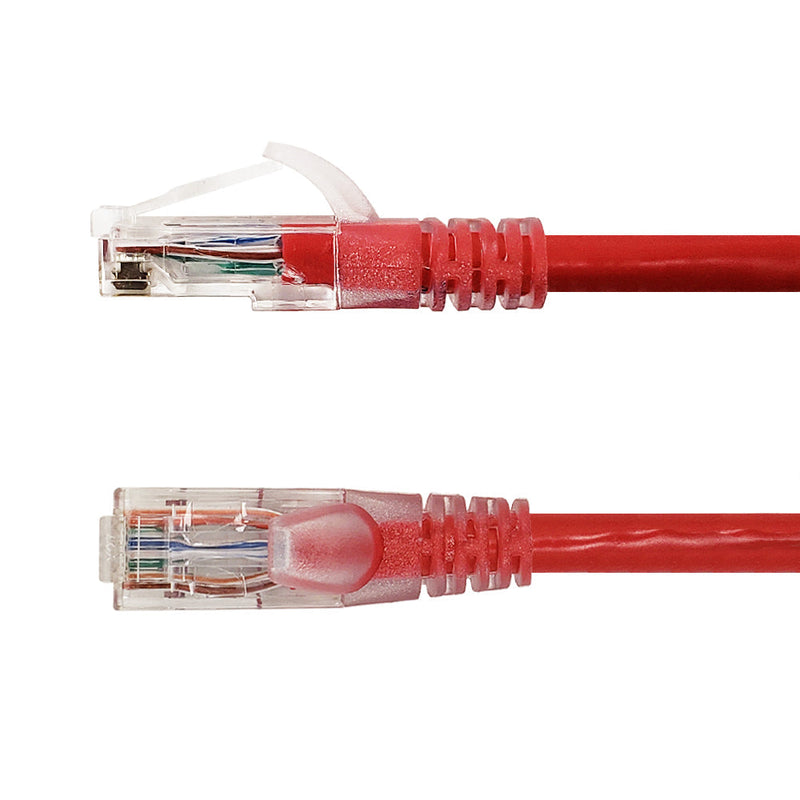 RJ45 Cat6 550MHz Clear Molded Boot Patch Cable - Red