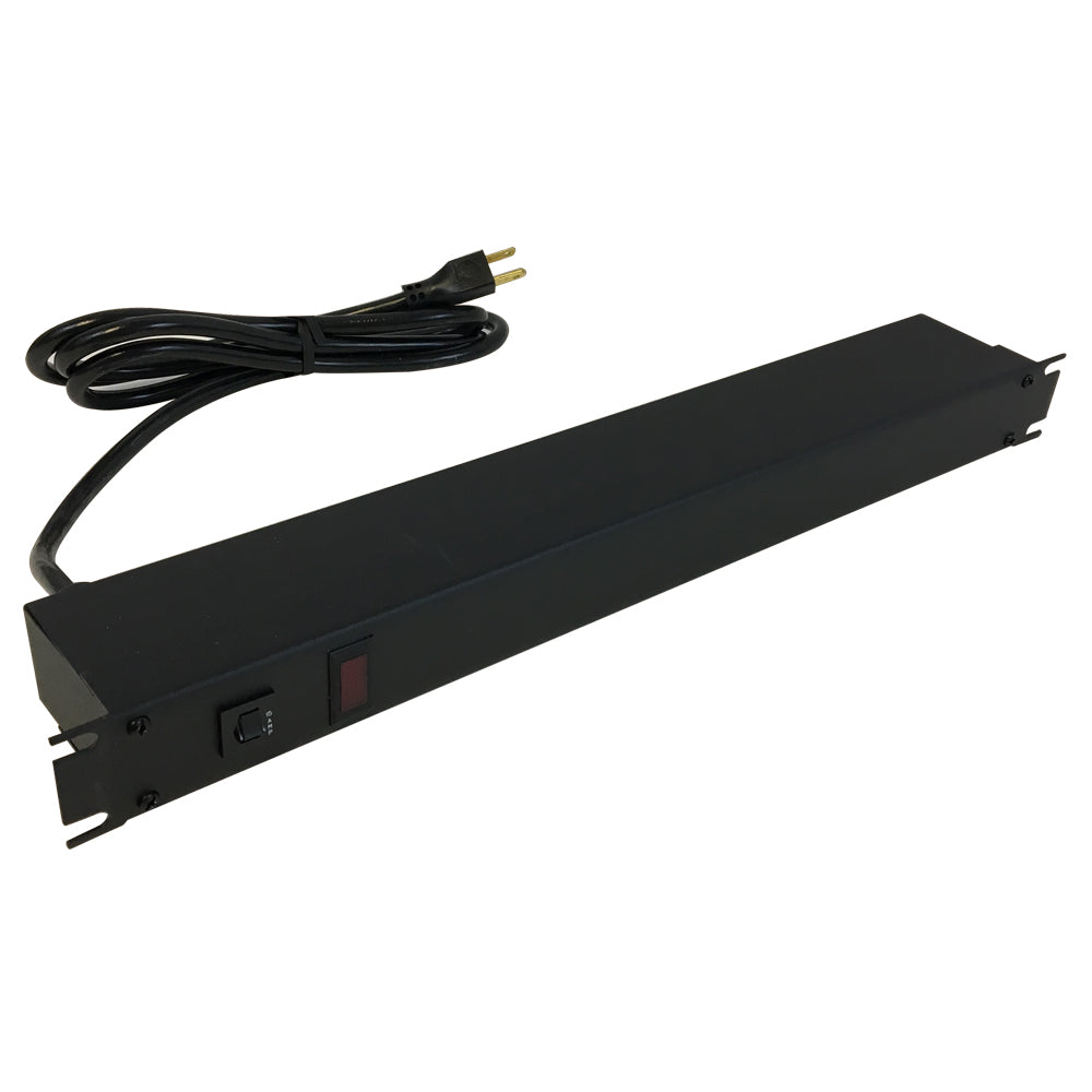 Hammond 19 Inch 8 Outlet Horizontal Rack Mount Power Strip - 6ft Cord,