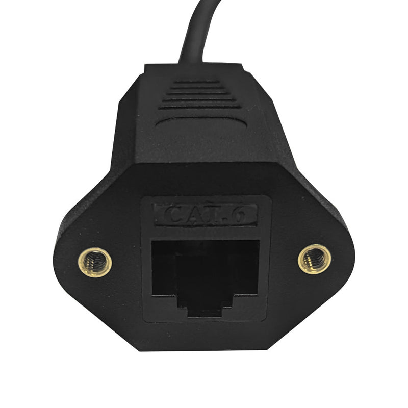 6 Inch RJ45 CAT6 Female to Female Adapter with Screw Holes (centered)